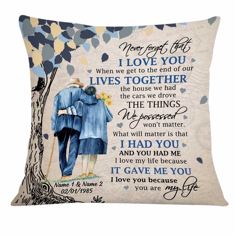 Personalized Valentine Wedding Anniversary, Husband And Wife Old Couple Never Forget That I Love You Pillow - Thegiftio UK