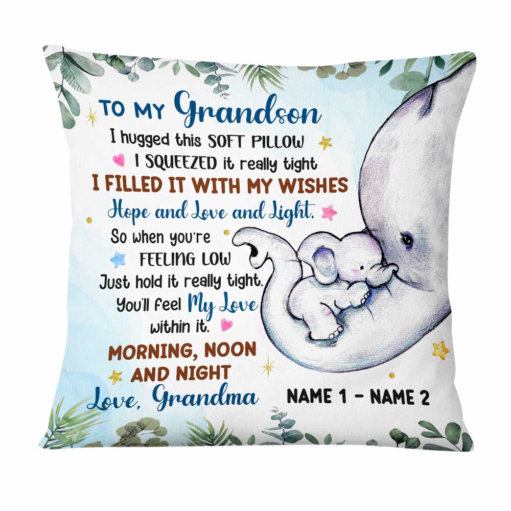 Personalized Gift For Grandson, Granddaughter, Gift From Grandma, Mom, Elephant Birth Announcement Pillow, Mothers day gift - Thegiftio