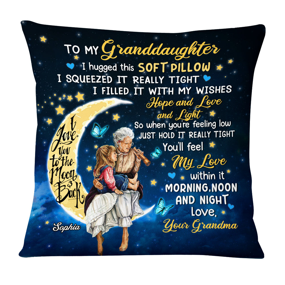 Personalized Grandma Granddaughter Mom Daughter Gift, I Love You To The Moon And Back Hug This Pillow - Thegiftio UK