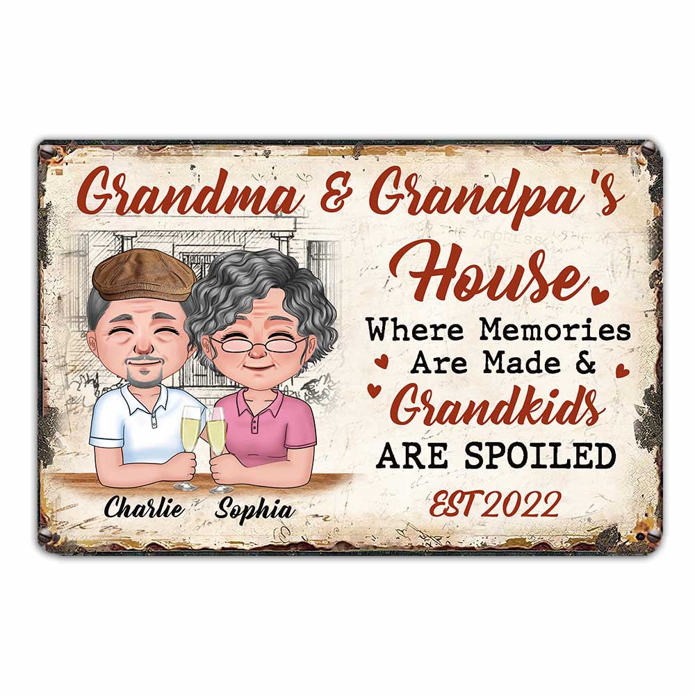 Personalized Grandma Grandpa House Metal Sign - Thegiftio UK