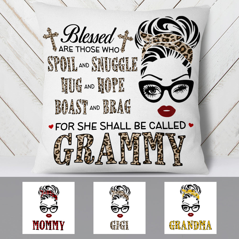 Personalized Blessed Mom Grandma Pillow