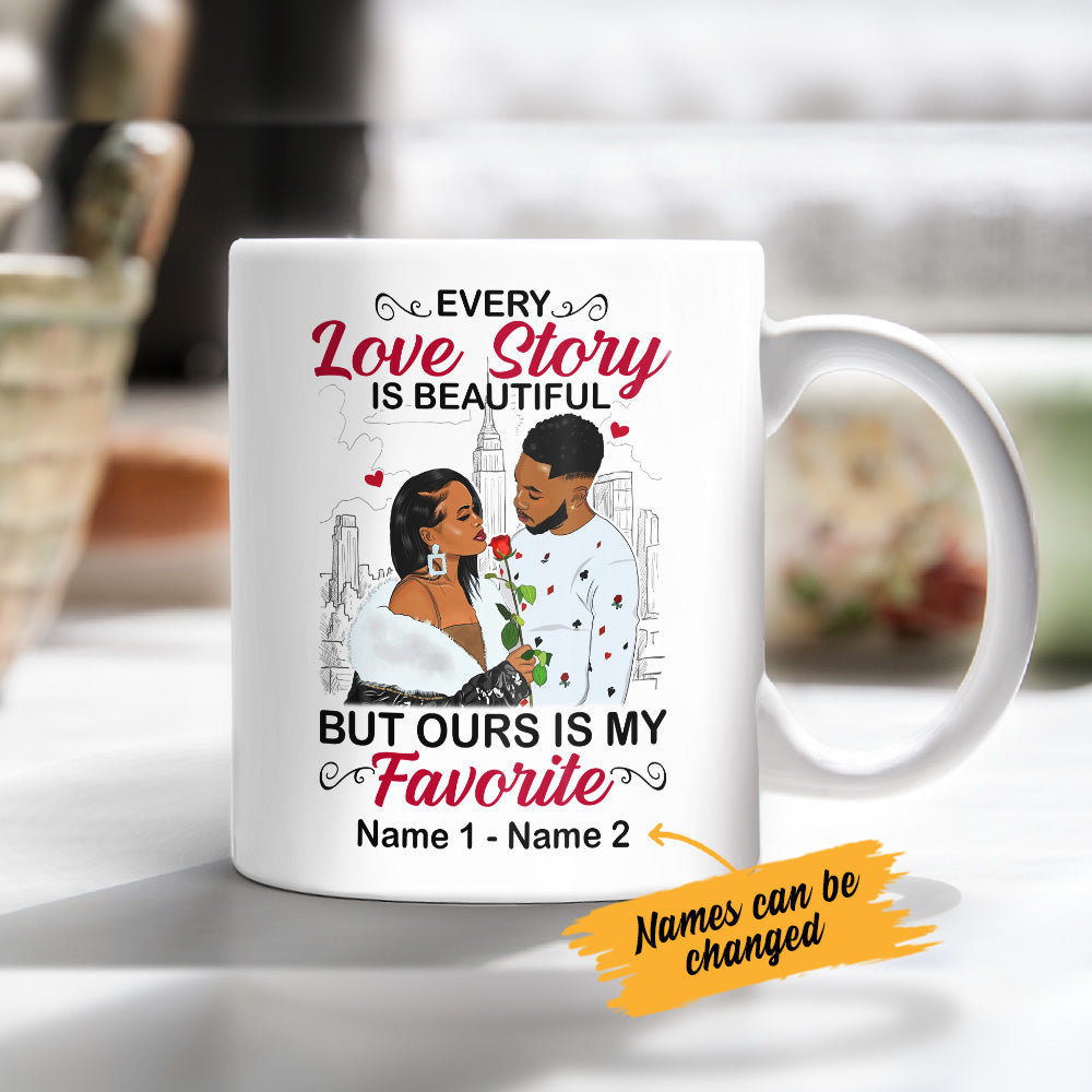 Personalized BWA Couple Love Story Mug - Thegiftio UK