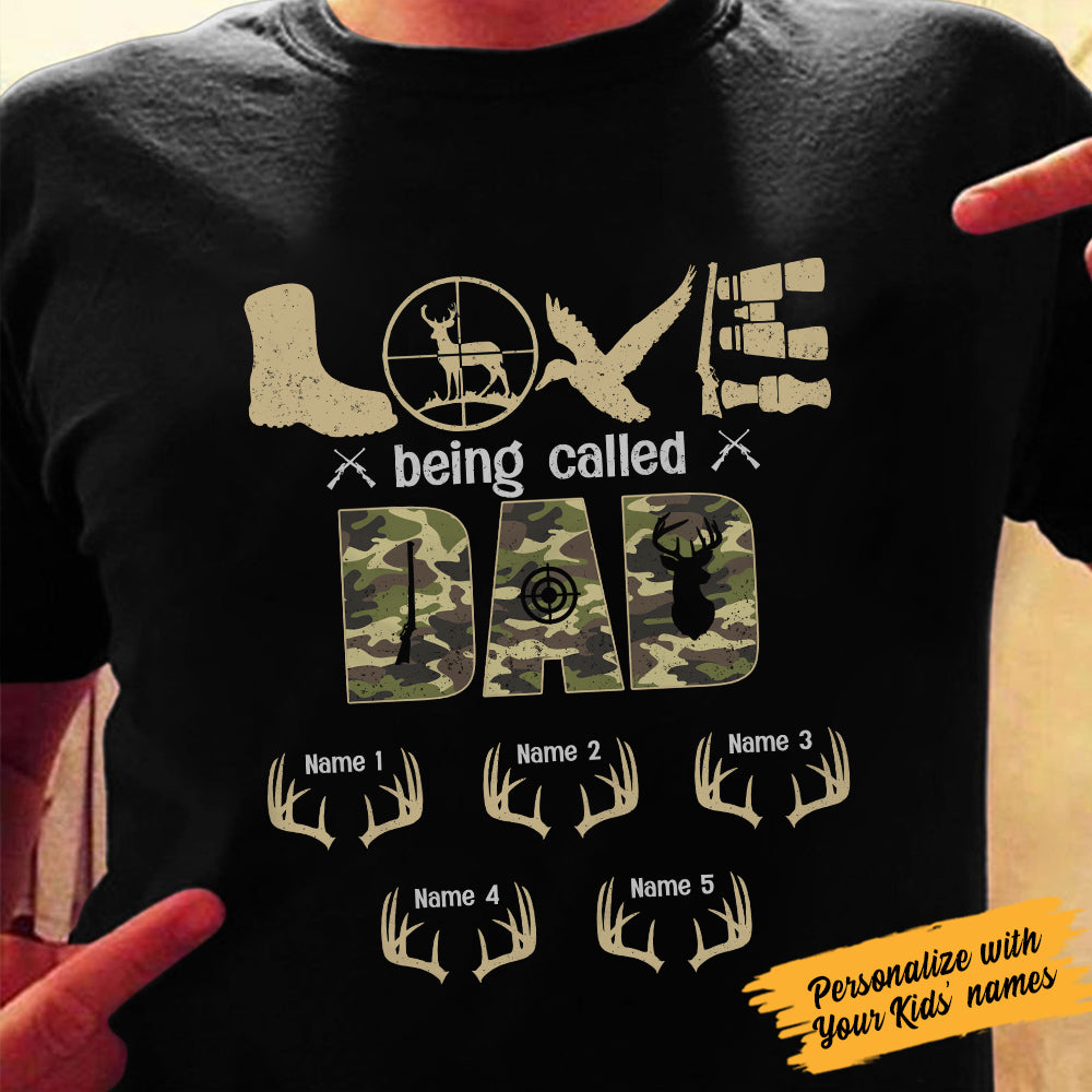 Personalized Love Being Dad Grandpa Hunting T Shirt - Thegiftio UK