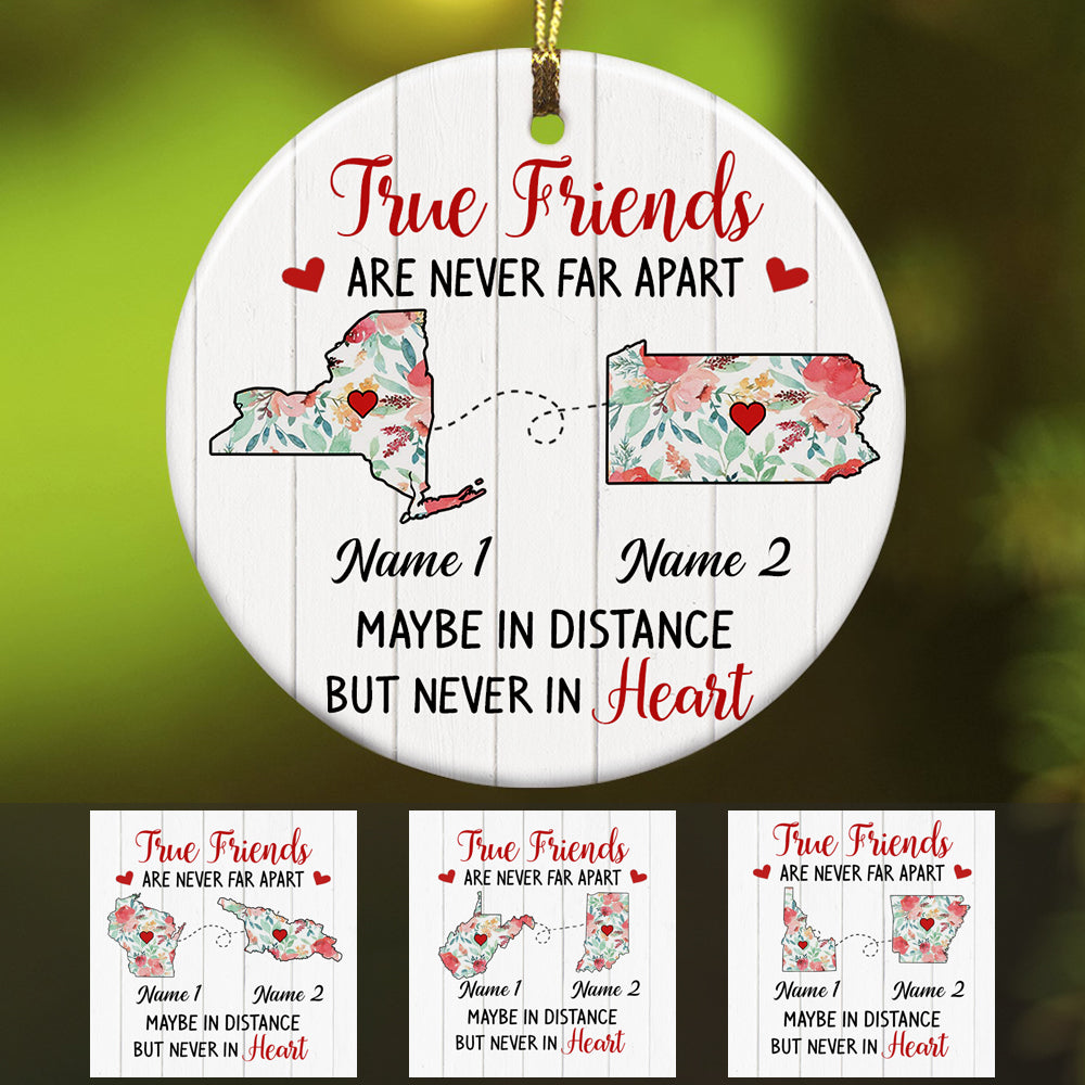 Personalized Besties Mean Long Distance Ornament - Thegiftio UK