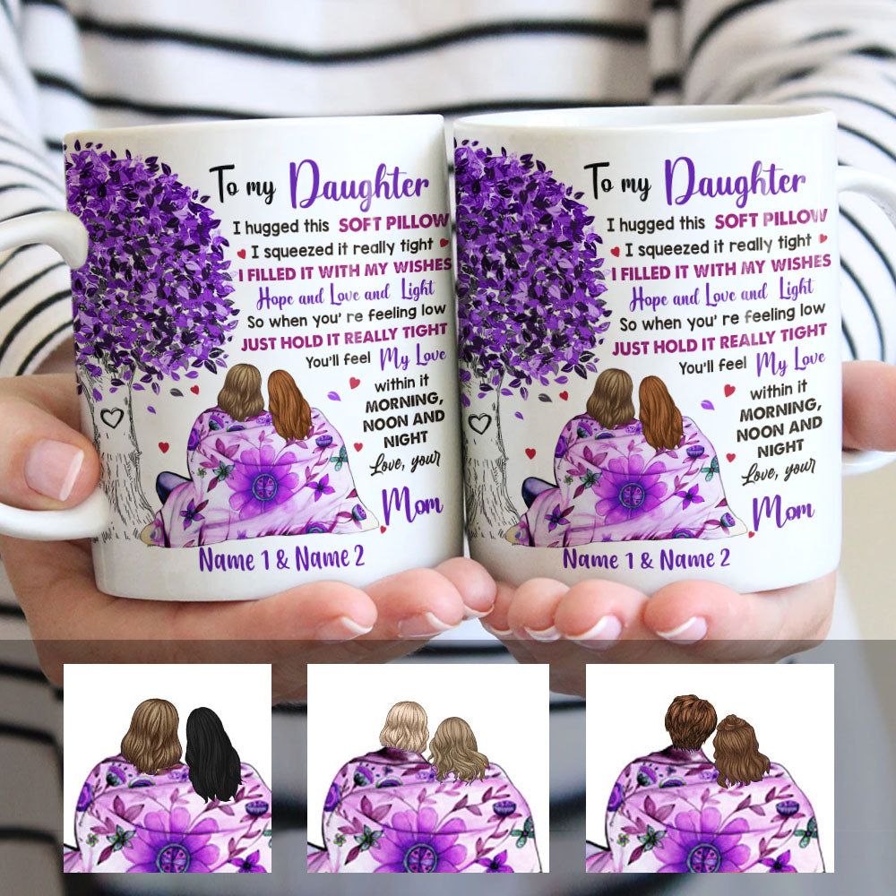 Personalized Mom Grandma Tree Hug Purple Mug - Thegiftio
