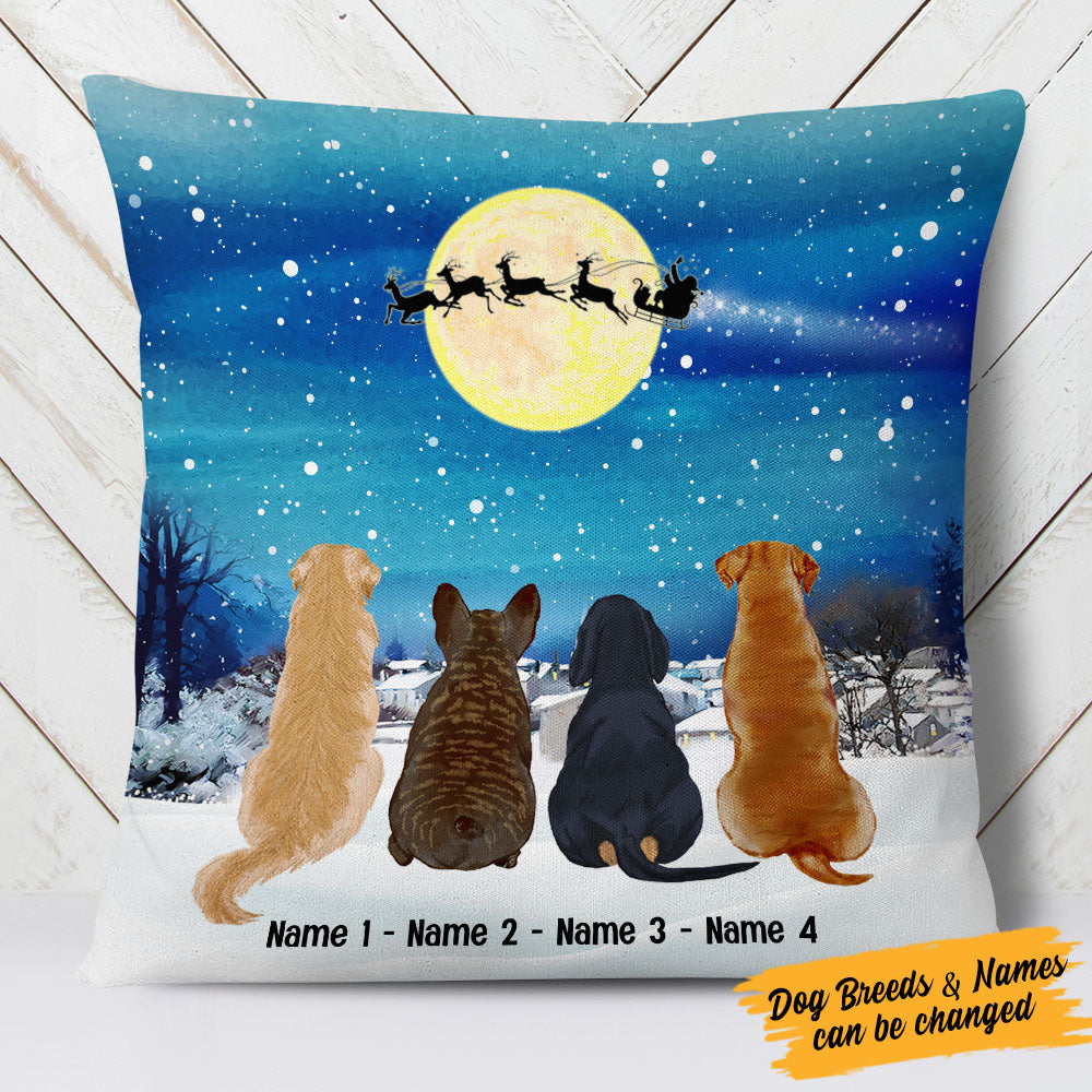 Personalized Dog Lovers Gifts, Dog Christmas Watching Santa Pillow - Thegiftio UK
