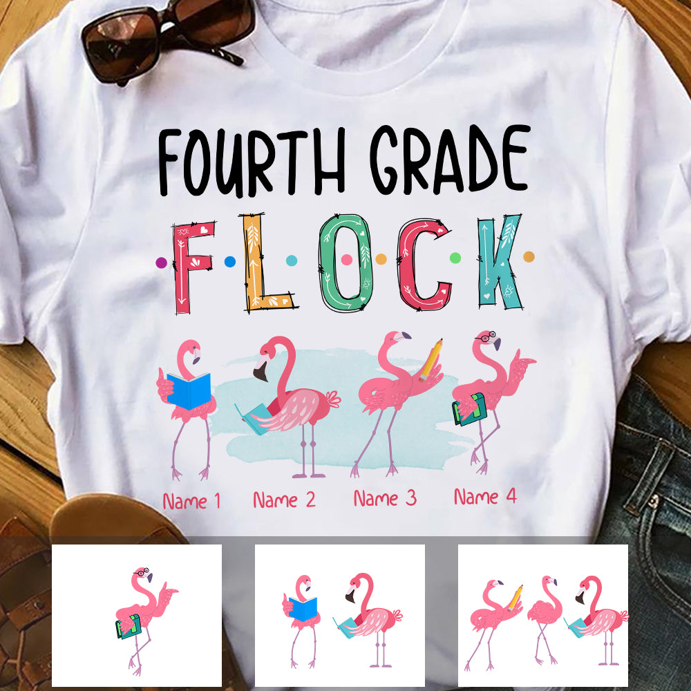 Personalized Teacher Flamingo Flock T Shirt - Thegiftio UK