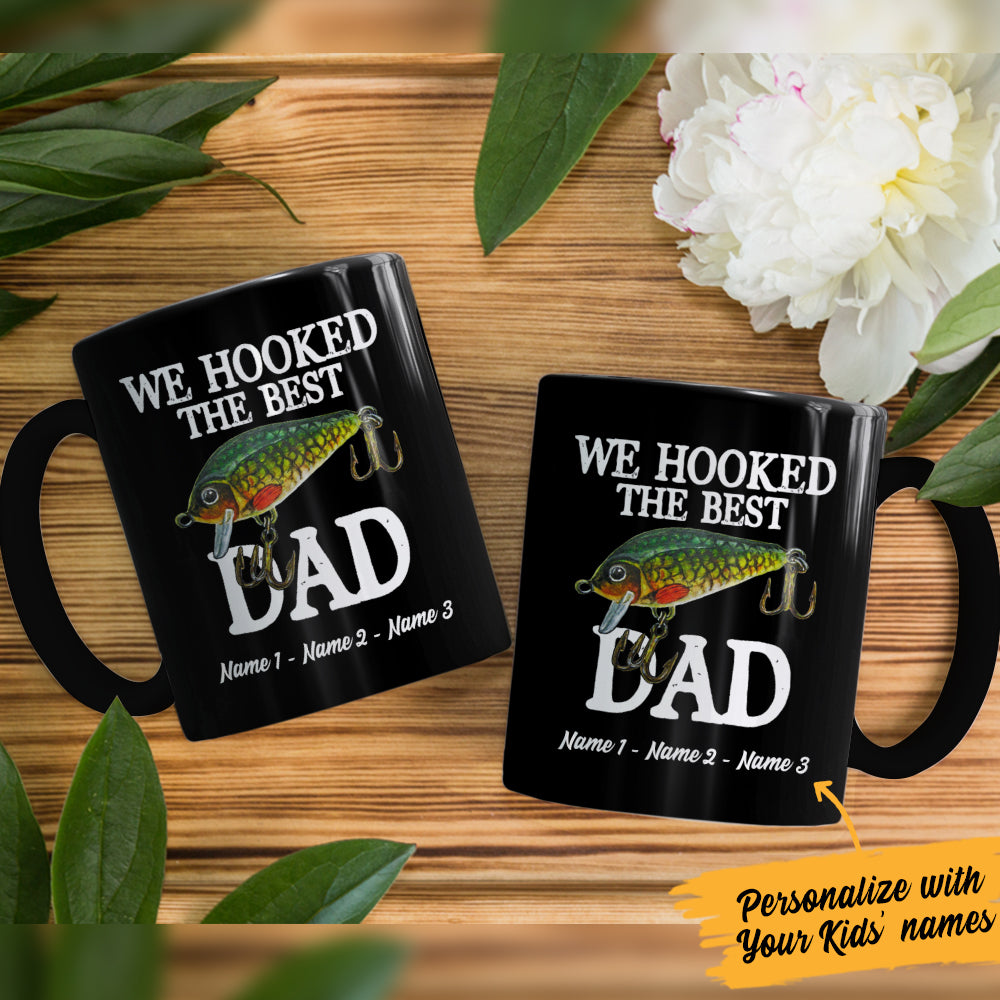 Personalized Dad Fishing FD Black Mug - Thegiftio UK