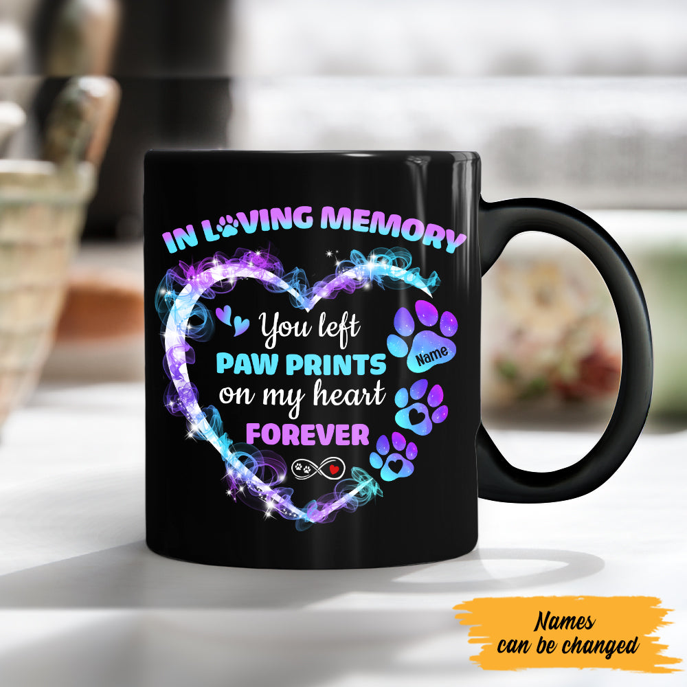 Personalized You Left Paw Prints on My Heart Dog Memorial Mug