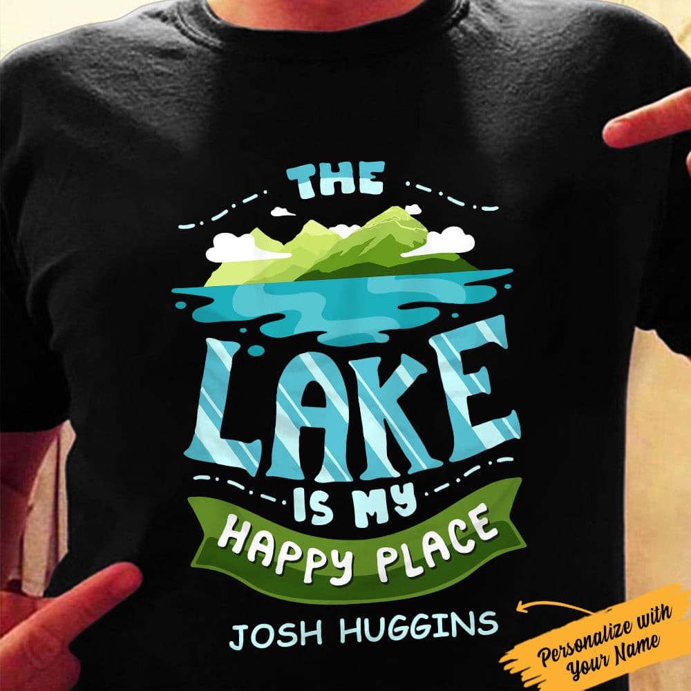 Personalized Lake Happy Place T Shirt - Thegiftio UK