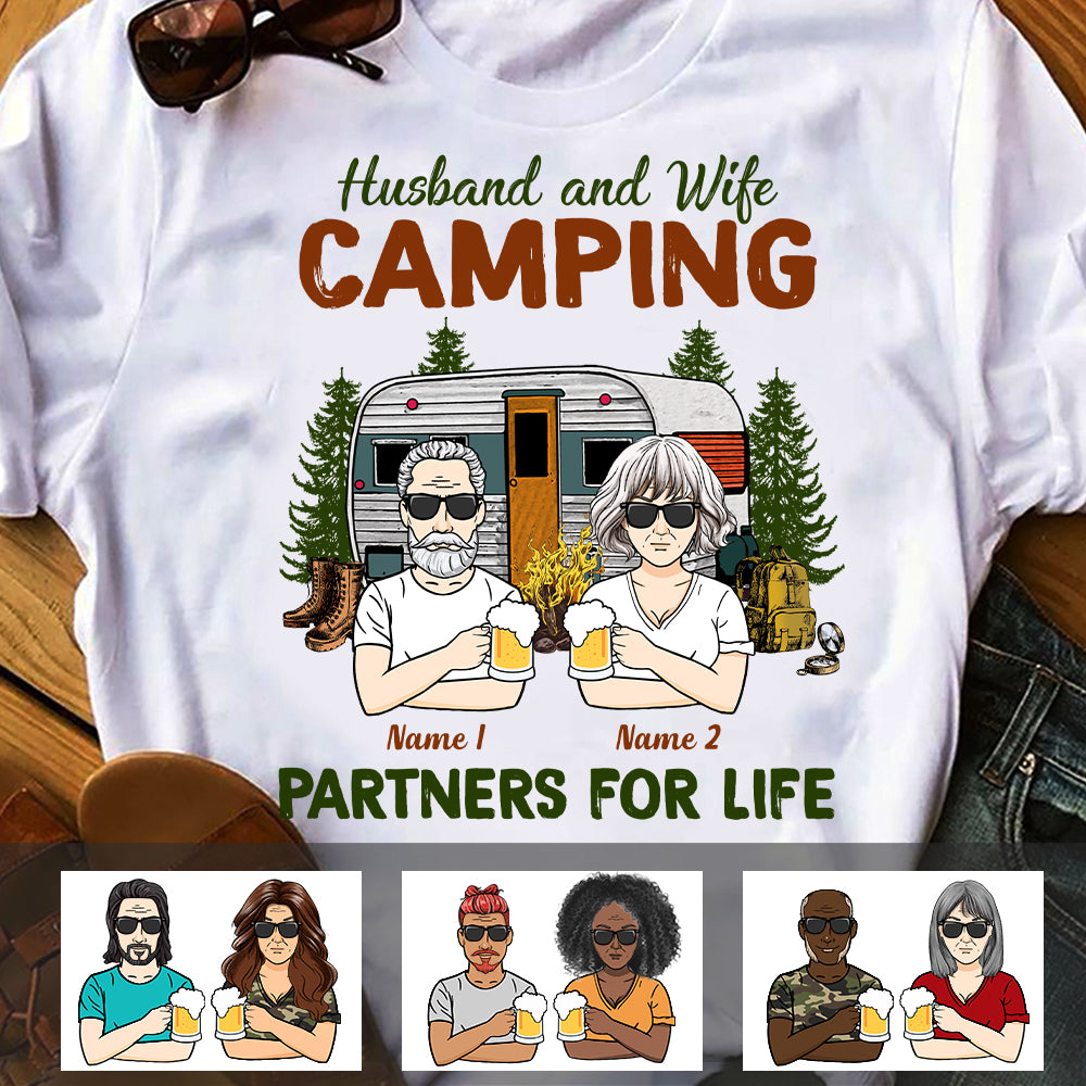 Personalized Couple Camping Partners For Life T Shirt