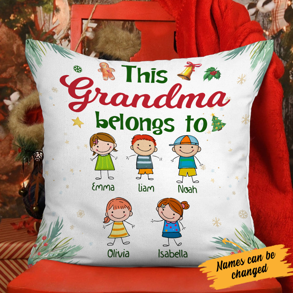 Personalized Mom Grandma Pillow This Grandma Belongs To Grandkids Name - Thegiftio UK