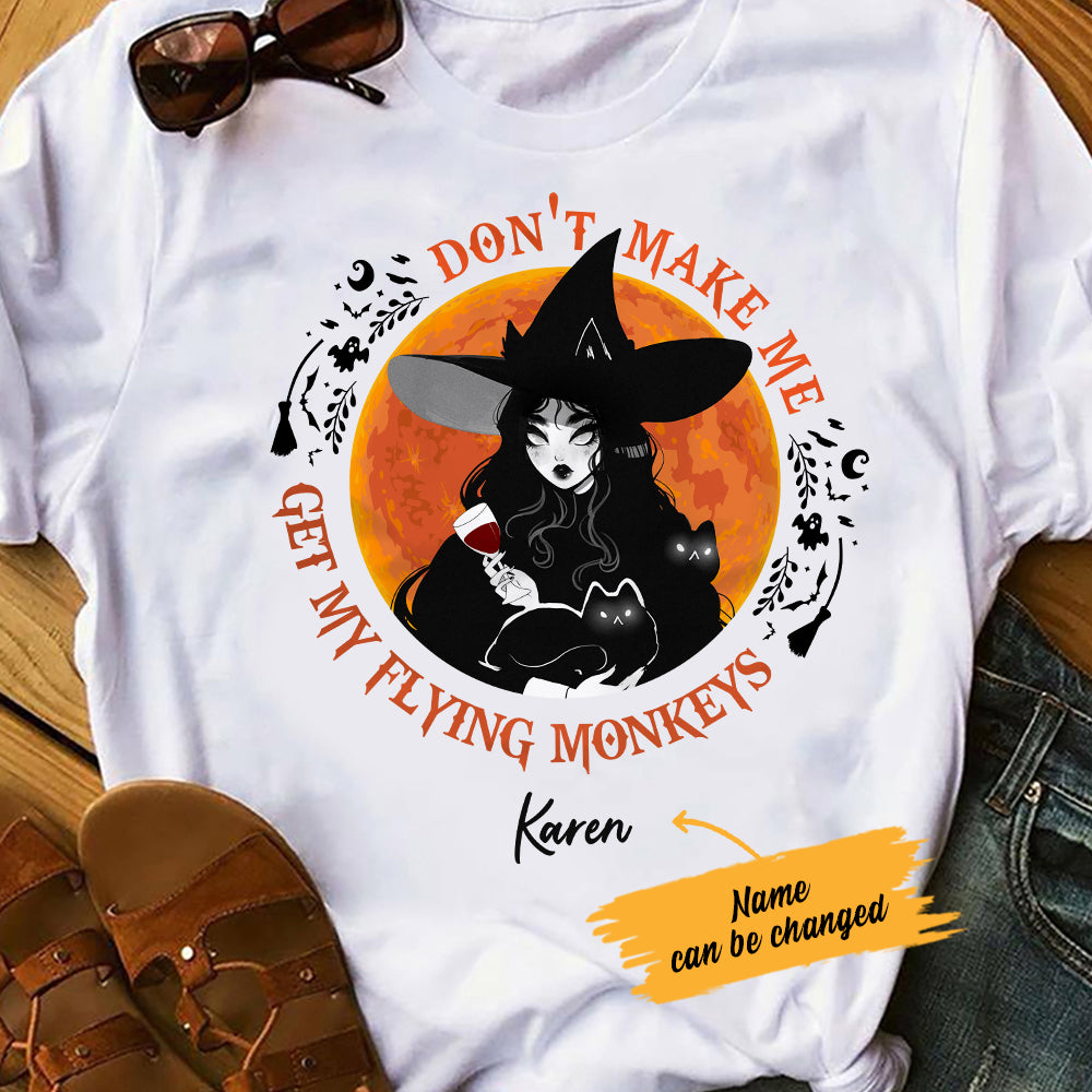 Personalized Wine Witch Get Her Flying Monkeys Halloween T Shirt - Thegiftio UK