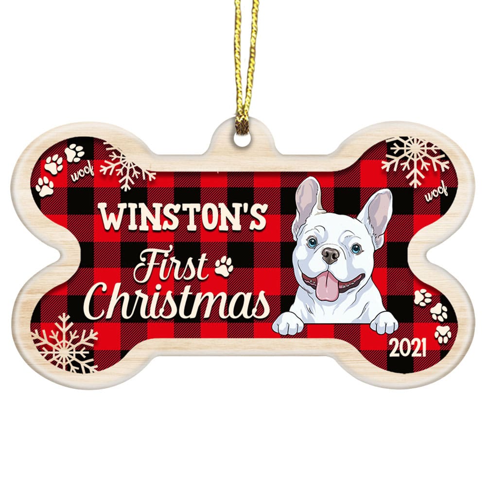 Personalized Dog First Christmas Bone Ornament