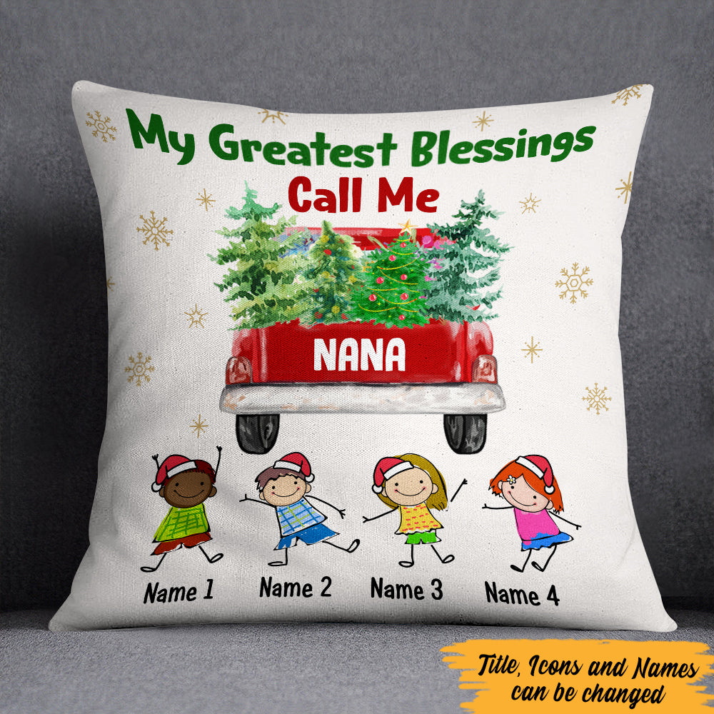 Personalized Blessed Grandma Red Truck Christmas  Pillow
