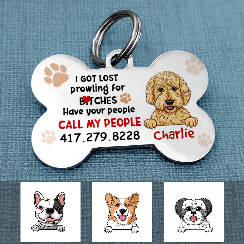 Personalized Funny Christmas Gift For Dog Mom Dog Dad, Call My People Bone Pet Tag - Thegiftio