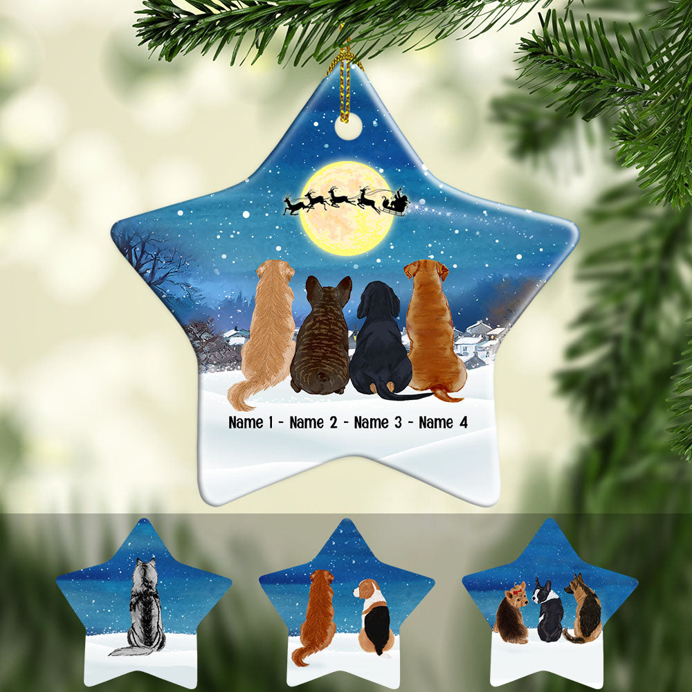 Personalized, Christmas Gift For Dog Lovers, Dog Christmas Watching Santa Star Ornament - Thegiftio