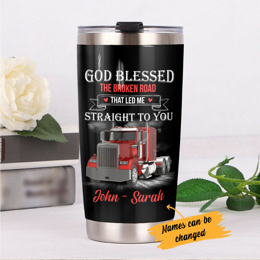 Personalized Truck Couple God Blessed Steel Tumbler TID