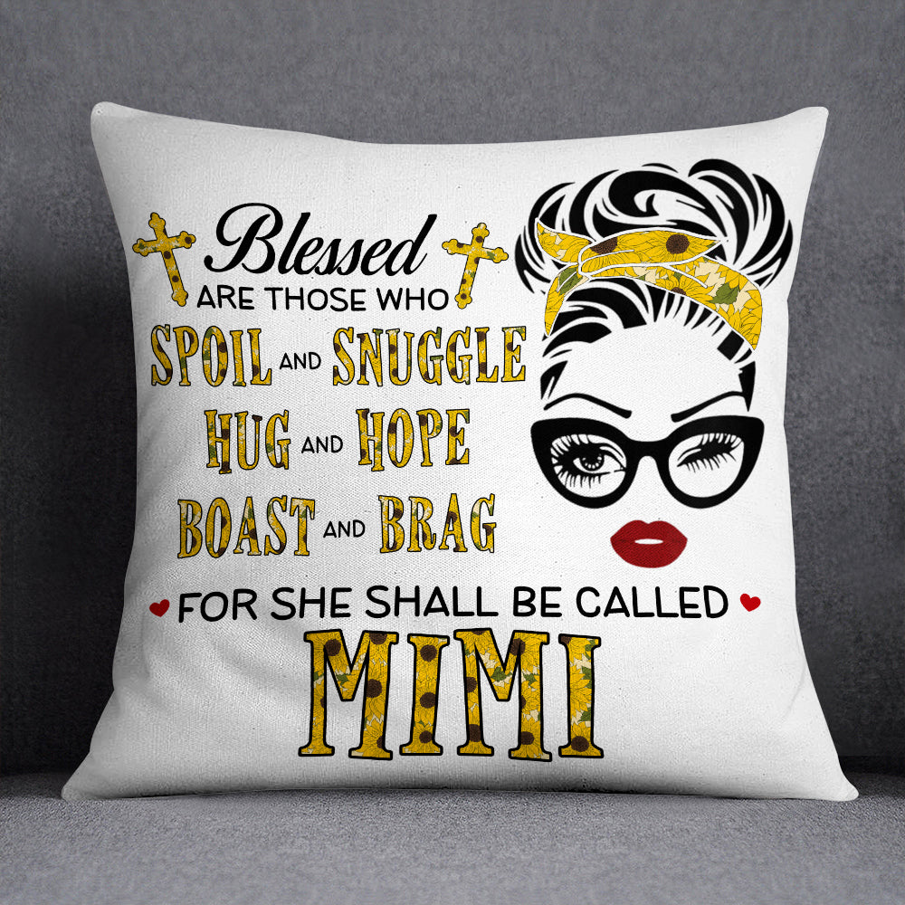 Personalized Blessed Mom Grandma Pillow