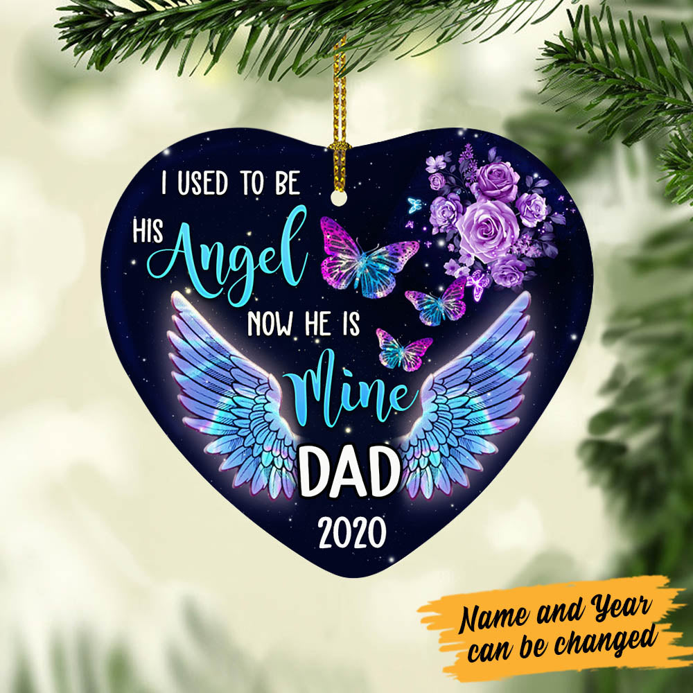 Personalized Memorial Gift, Butterfly Angel Memorial Mom Dad Heart Ornament - Thegiftio UK