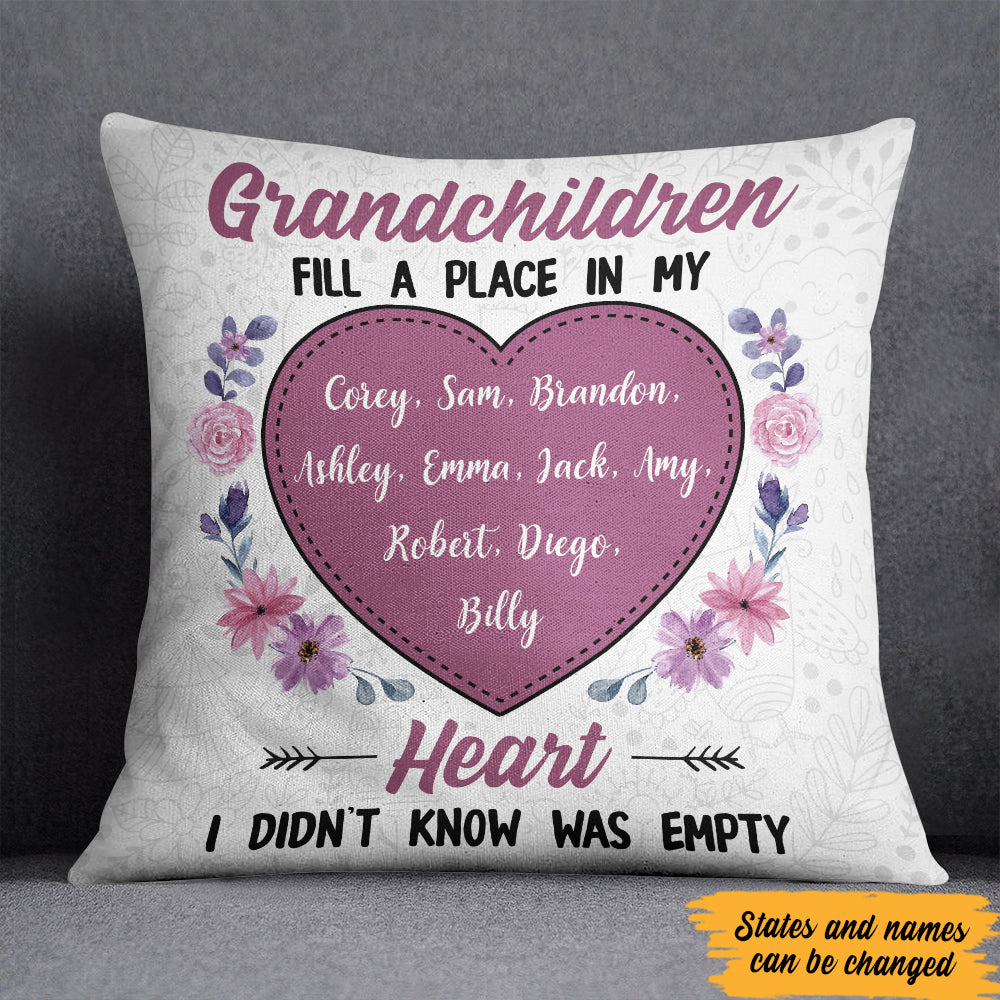 Personalized Grandchildren In My Heart  Pillow