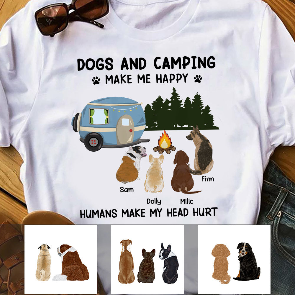 Personalized Dog And Camping Make Me Happy T Shirt