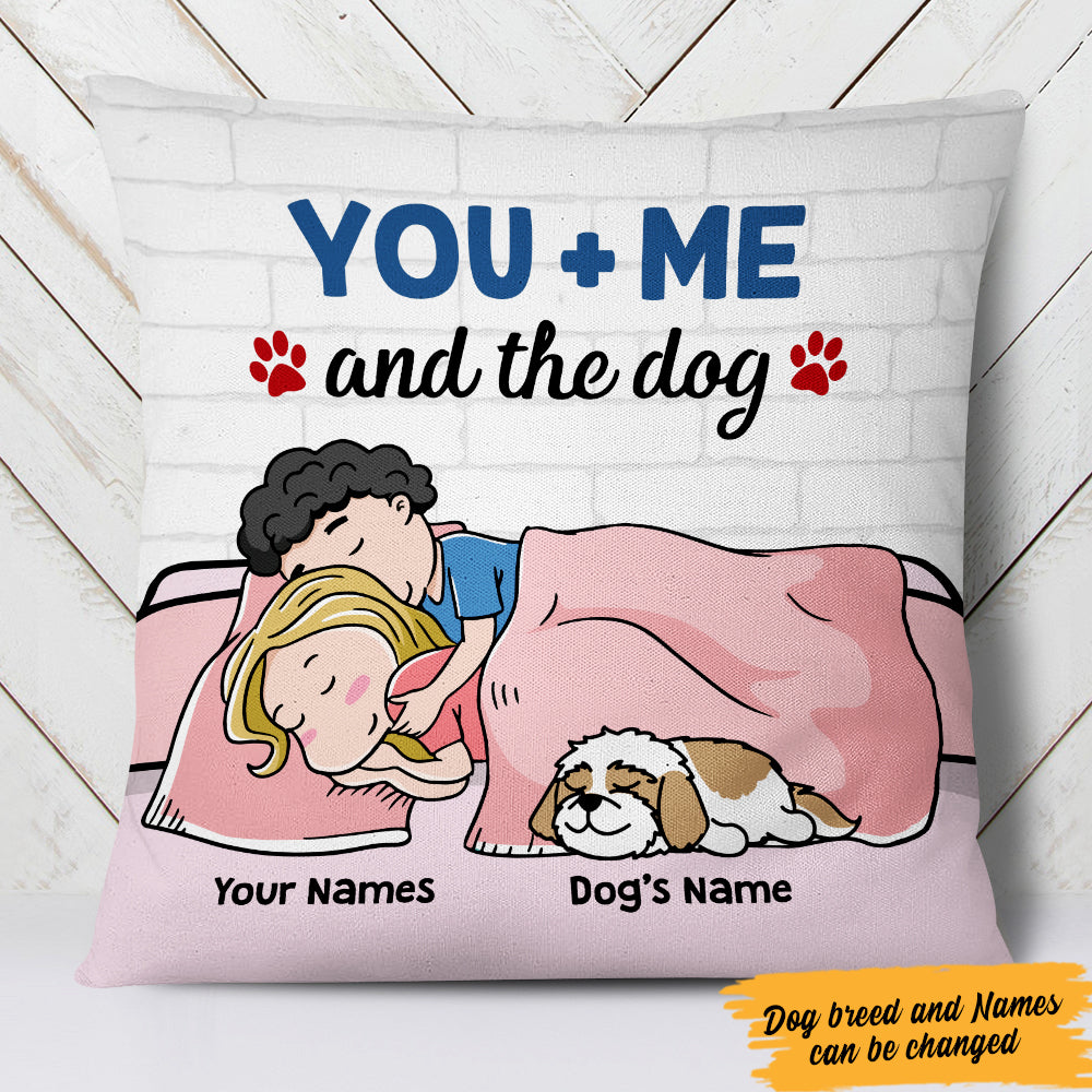 Personalized Couple You Me And The Dog Pillow - Thegiftio UK