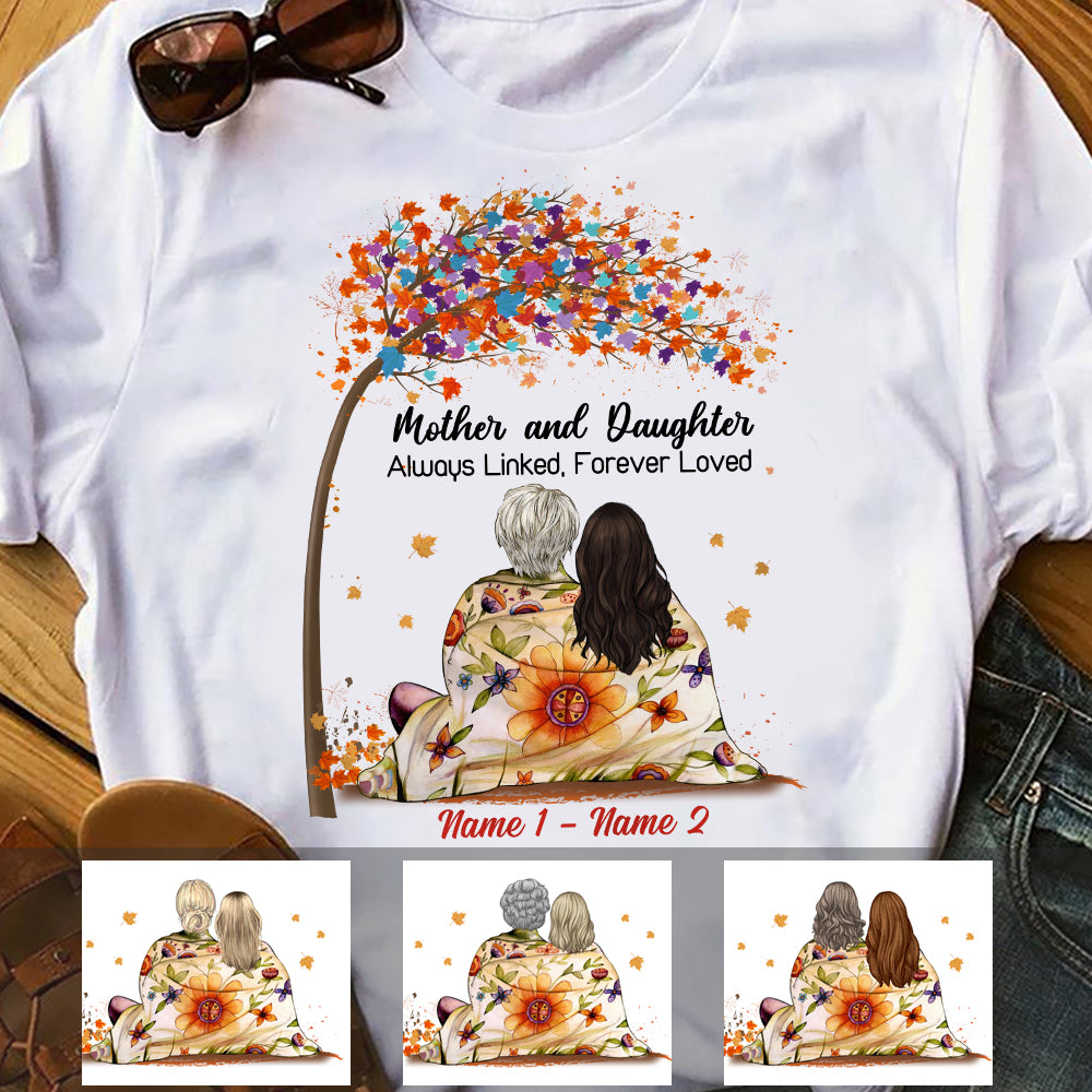Personalized Mother And Daughter Forever Linked T Shirt - Thegiftio UK