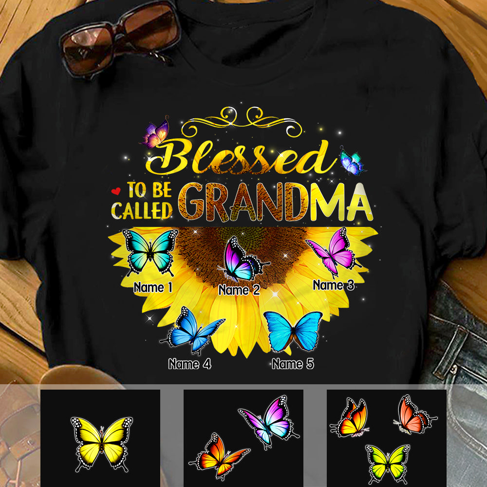 Personalized Blessed To Be Called Grandma T Shirt - Thegiftio