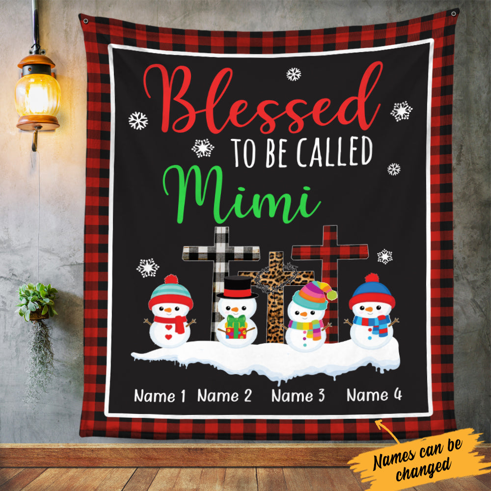 Personalized Blessed To Be Called Grandma Christmas Blanket