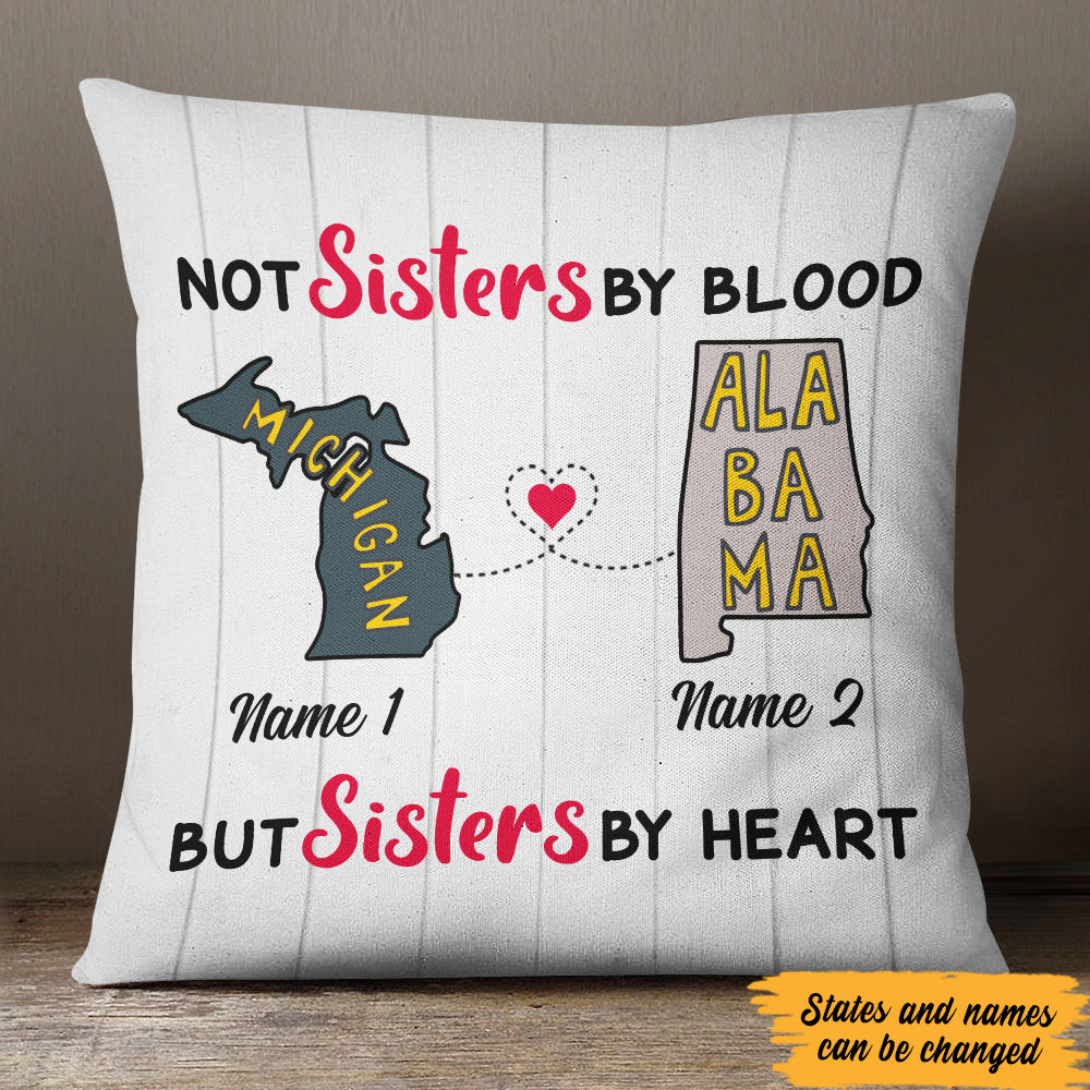 Personalized Sisters At Heart Long Distance  Pillow