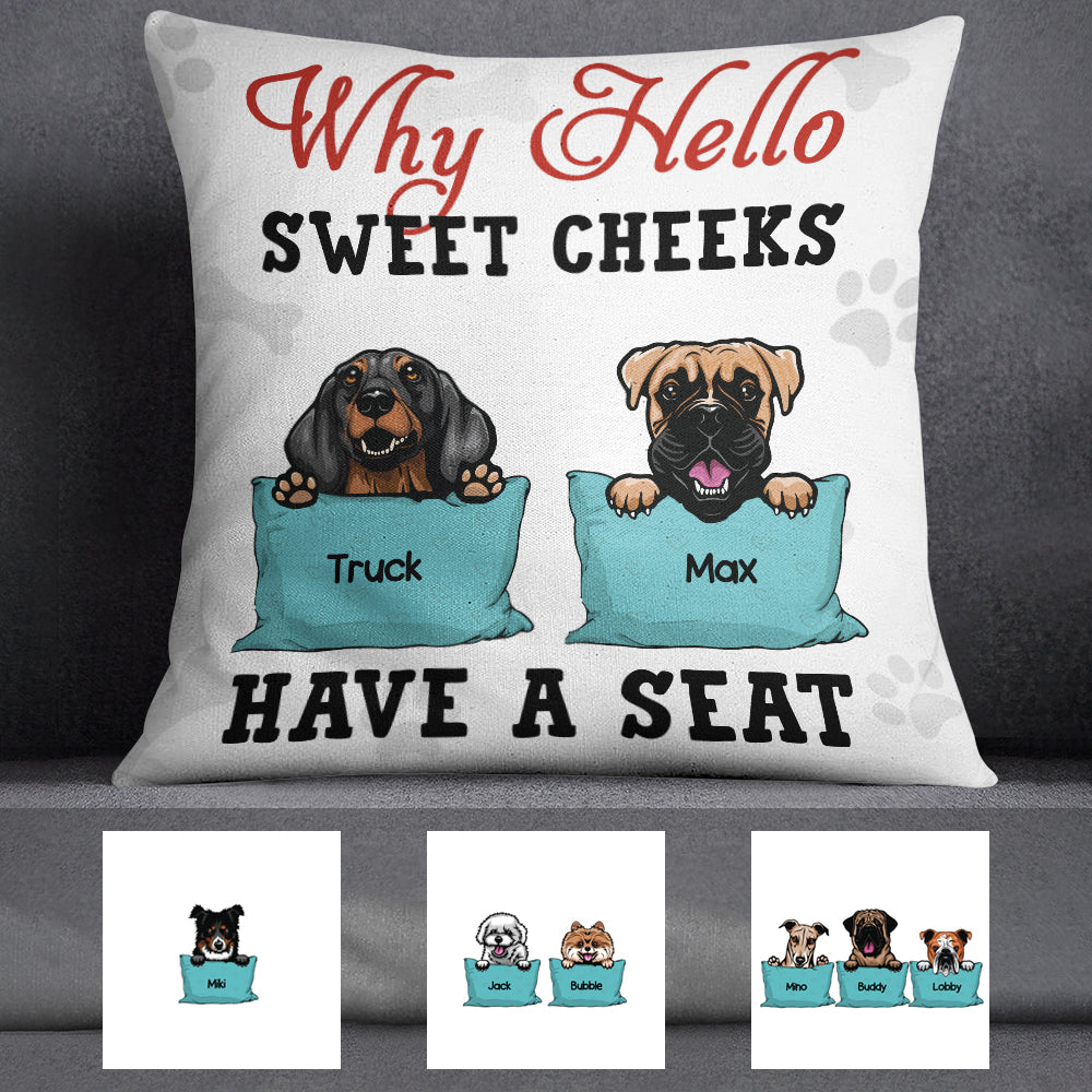 Personalized Dog Welcome Sweet Cheeks  Pillow