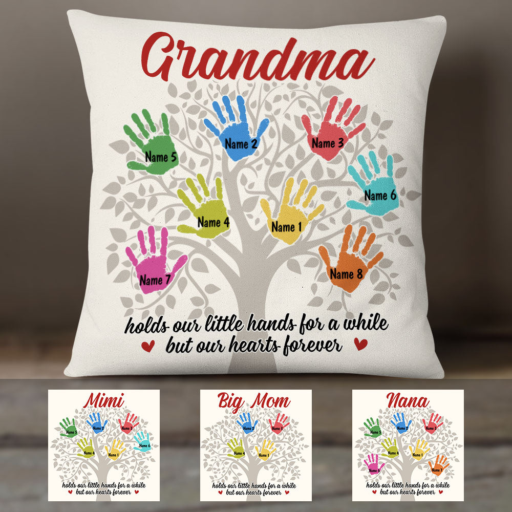 Personalized Grandma Handprint Tree Pillow - Thegiftio
