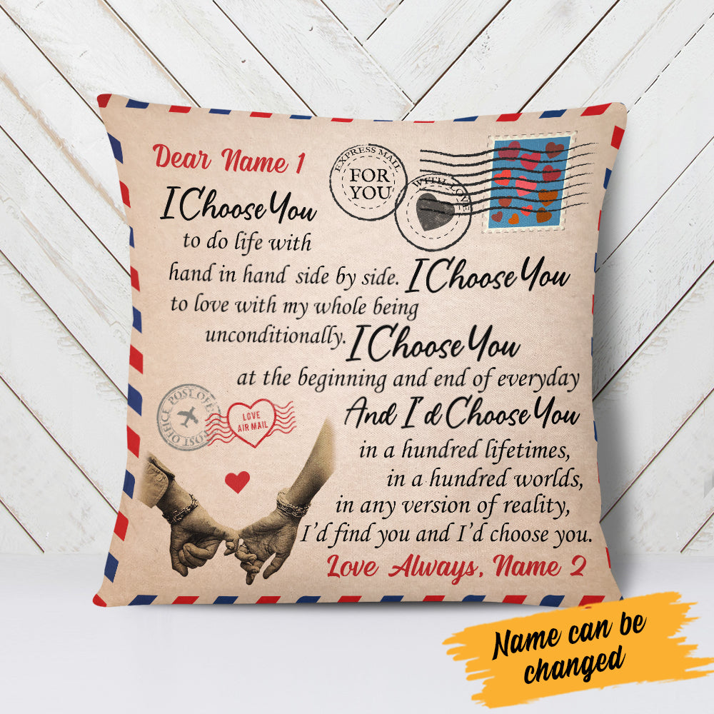 Personalized I Choose You Love Letter Couple Pillow - Thegiftio UK