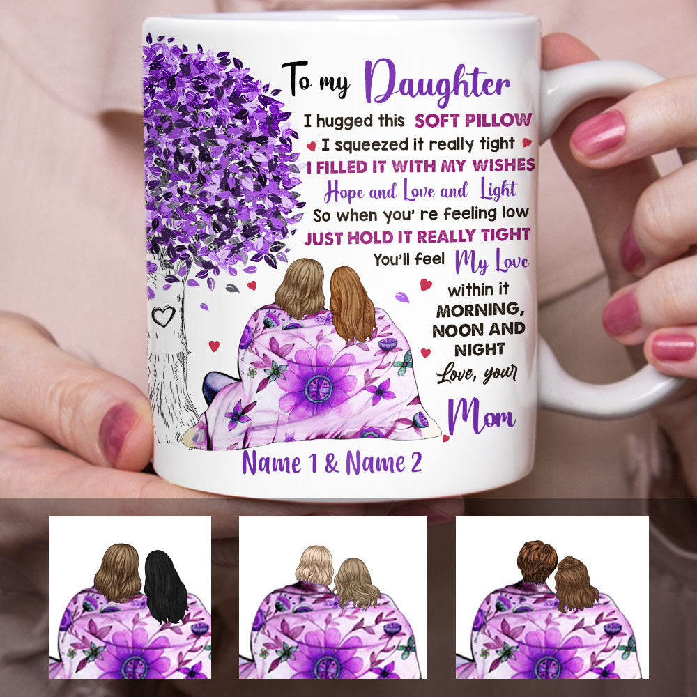 Personalized Mom Grandma Tree Hug Purple Mug
