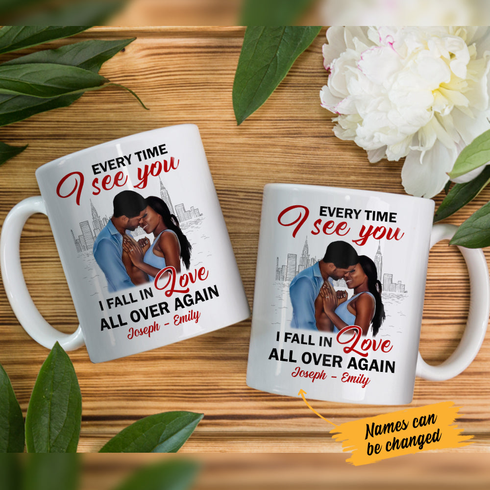 Personalized I Fall In Love Again BWA Couple Mug - Thegiftio UK