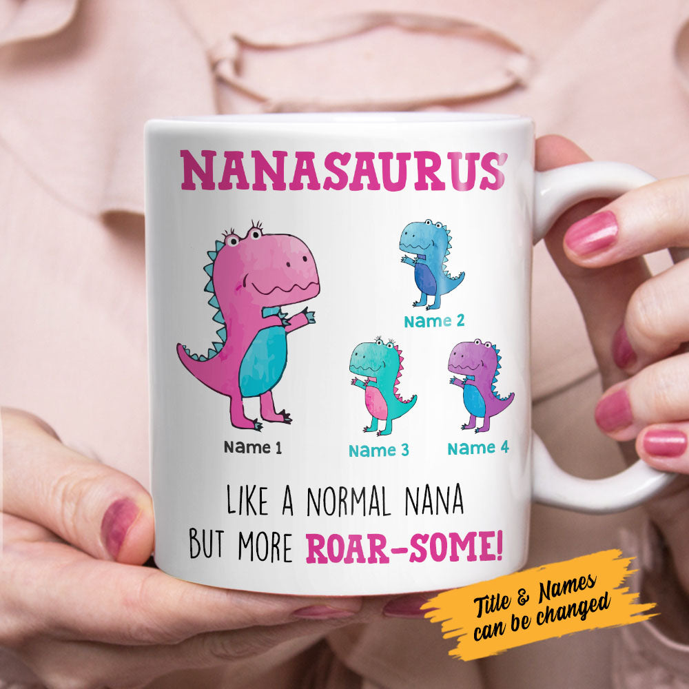 Personalized Roar Some Mom Grandma Dinosaur Mug