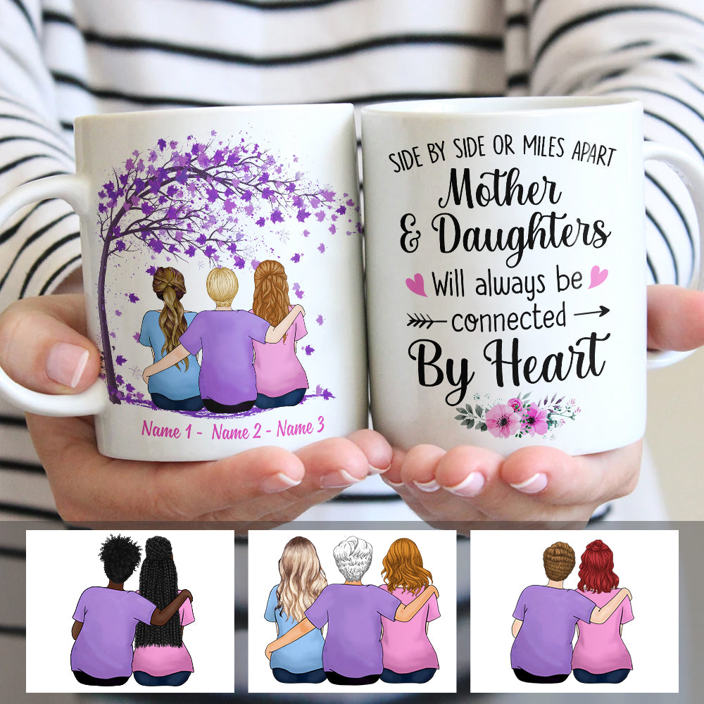Personalized Mother Daughters Connected By Heart Mug - Thegiftio