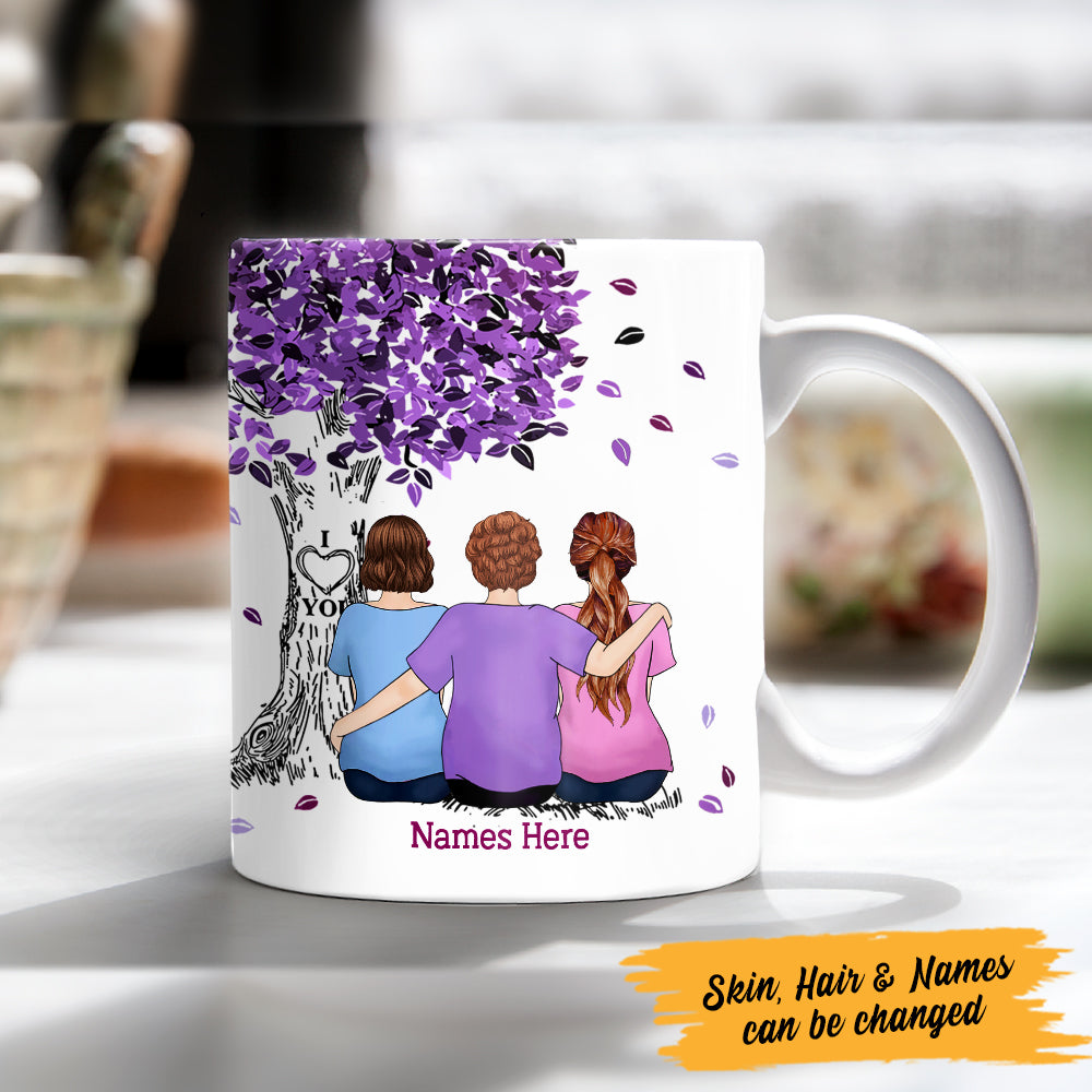 Personalized Mother With Daughter Tree Mug