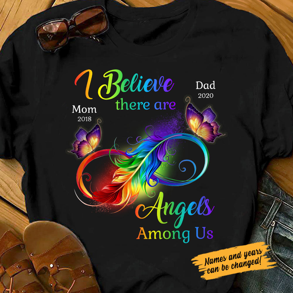 Personalized Memorial Butterfly Mom Dad Infinity T Shirt