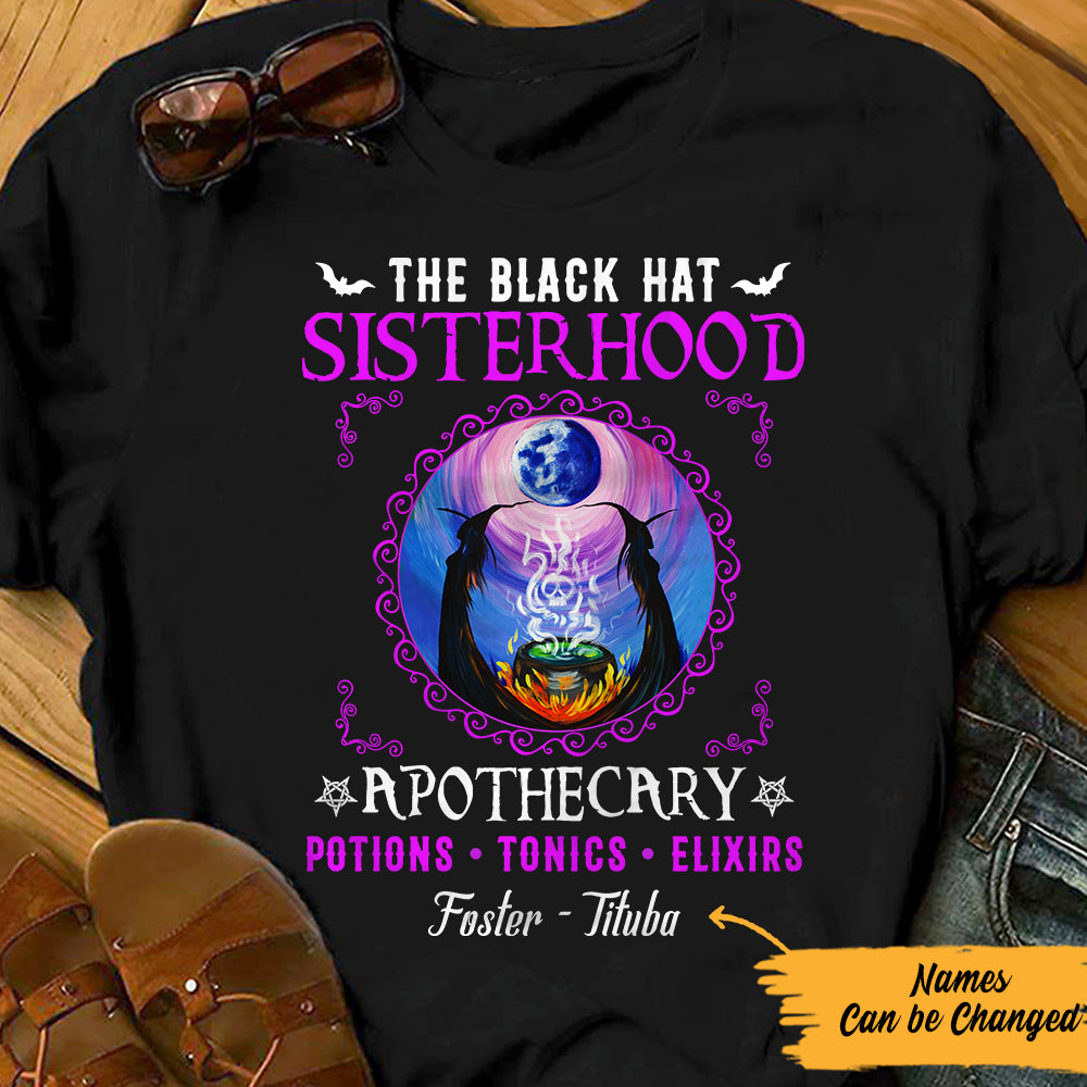 Personalized Halloween Gifts For Best Friend, Sisters Witch Friends Sisterhood Apothecary TShirt, Halloween Lover - Thegiftio