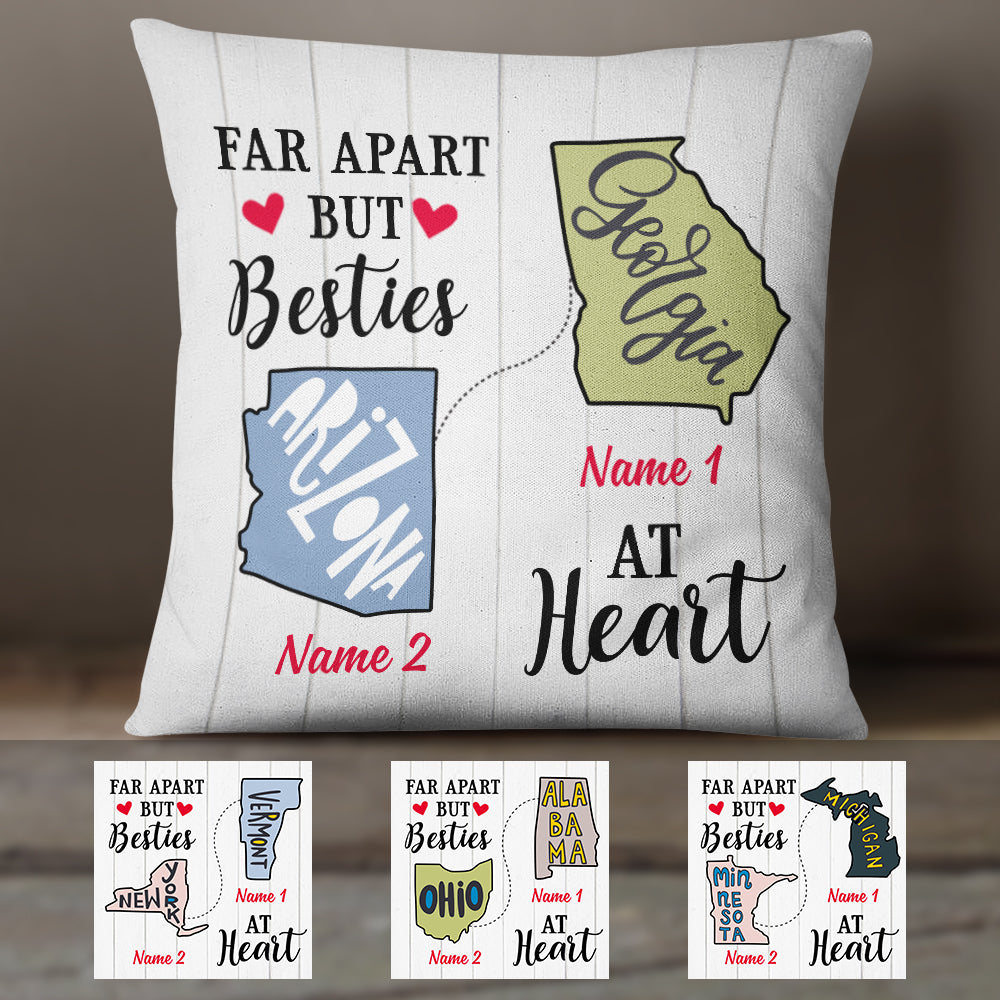 Personalized Besties At Heart Long Distance Pillow - Thegiftio