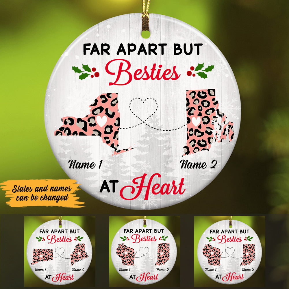 Personalized Besties At Heart Long Distance Ornament - Thegiftio UK