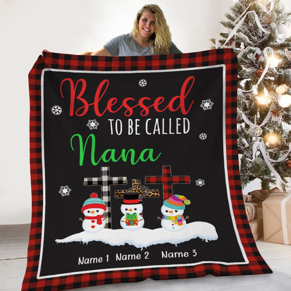 Personalized Blessed To Be Called Grandma Christmas Blanket - Thegiftio