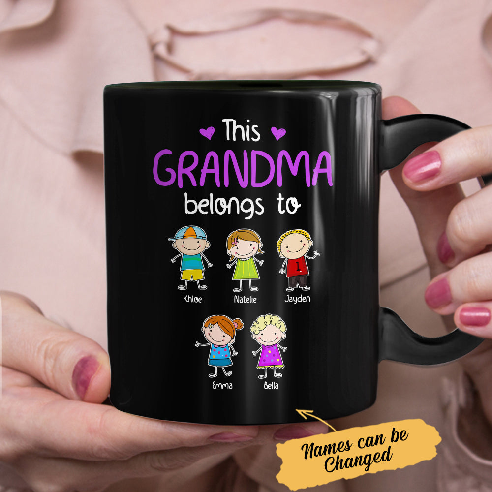 Personalized Grandma Doodle Black Mug