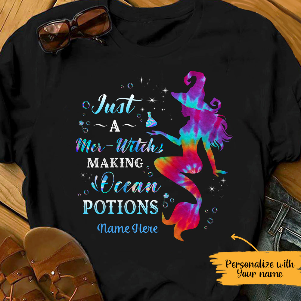 Personalized Mermaid Witch Halloween Ocean Potions T Shirt - Thegiftio