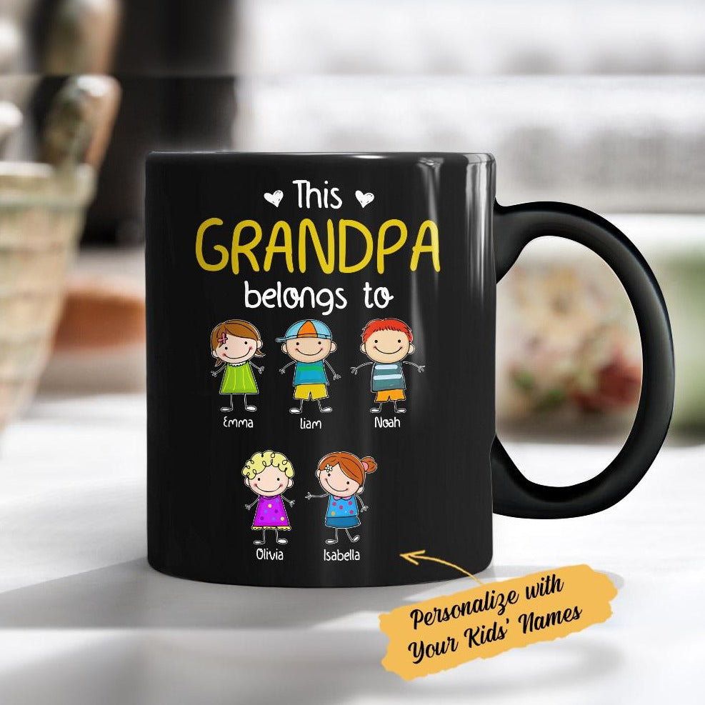 Personalized Dad Grandpa FD Black Mug