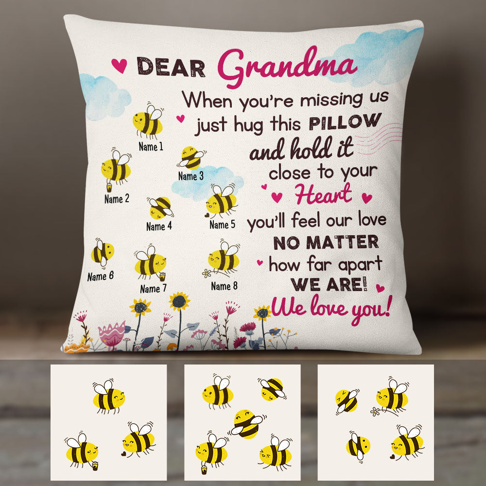 Personalized Reason To Bee Happy Grandma Pillow - Thegiftio UK