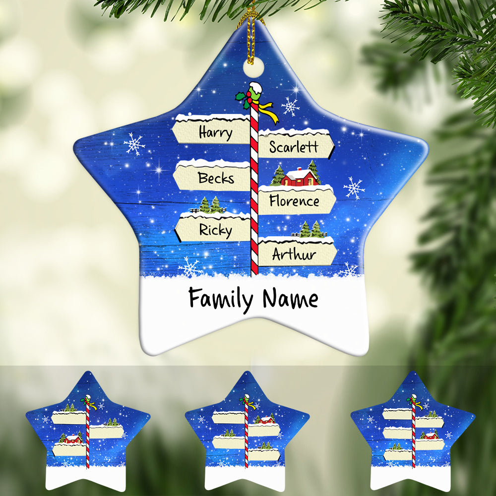Personalized Family Christmas Signpost Ornament - Thegiftio
