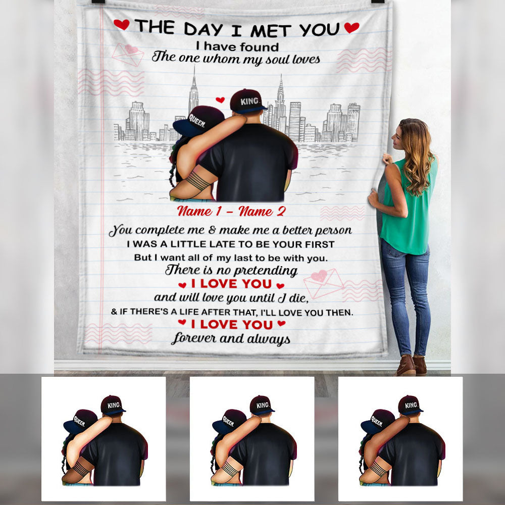 Personalized Couple The Day I Met You Blanket